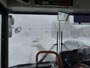 中央バス車窓、吹雪