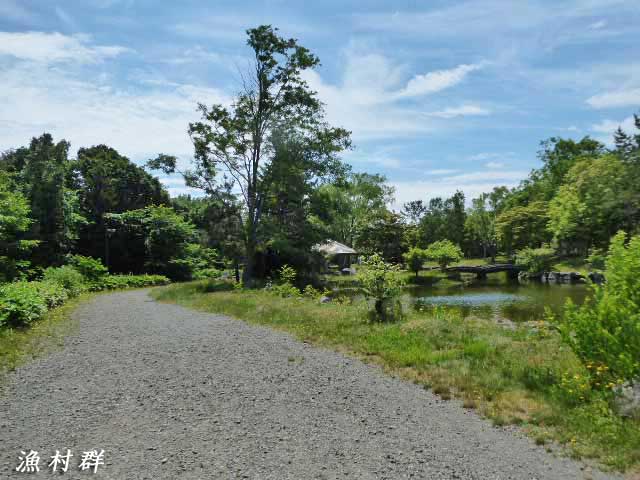 漁村群へ続く砂利道