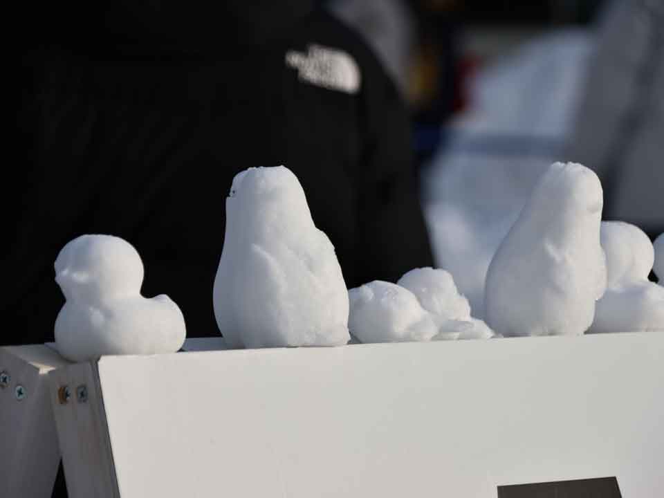 アヒルなど色々雪で作れます